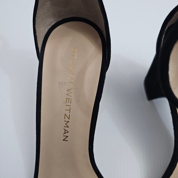 Stuart Weitzman Nudistcurve 75 Sandal Womens 9.5 Black Suede Block Heel Strappy - Picture 9 of 16